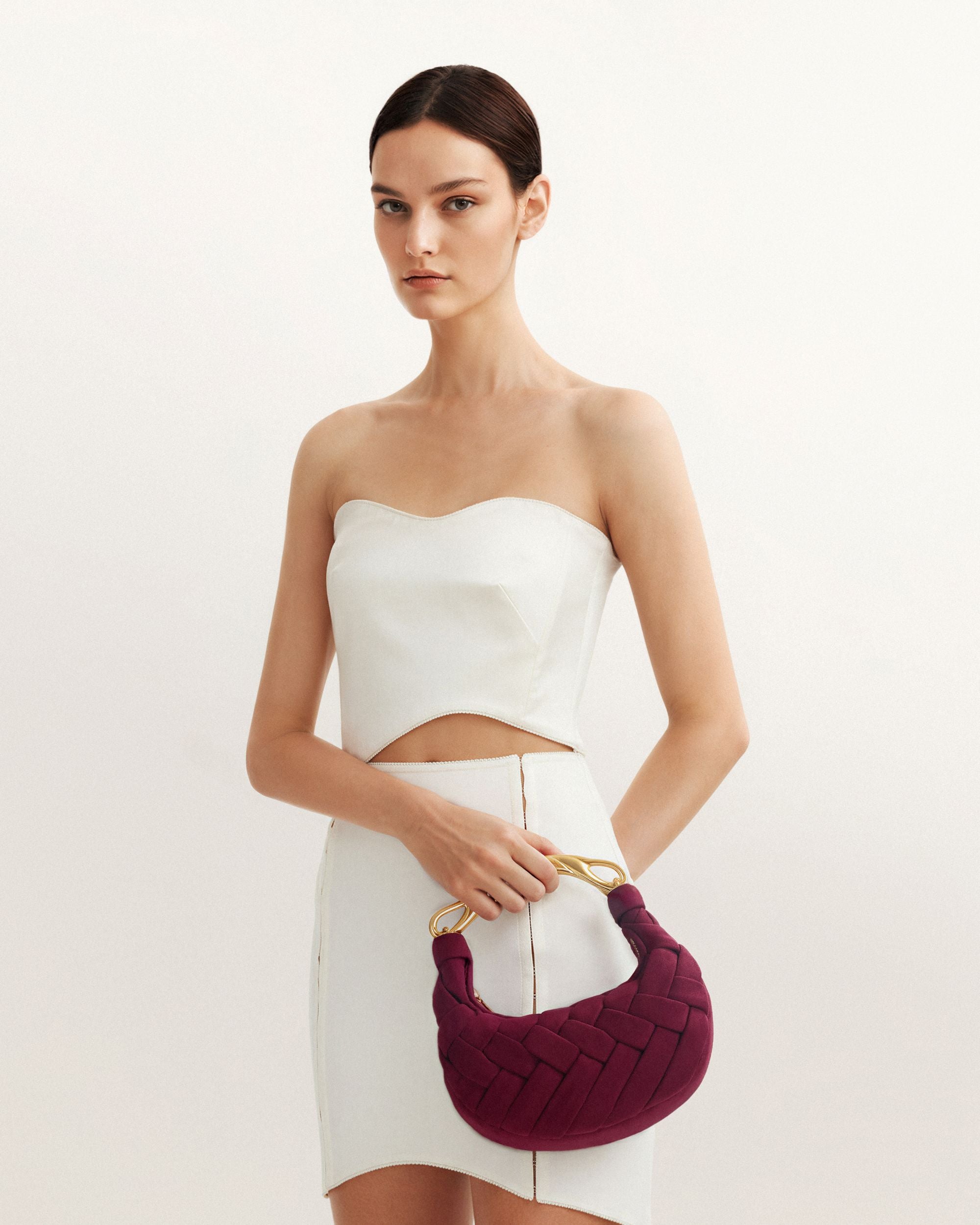 Orla Weave Handbag - Claret - Image 2