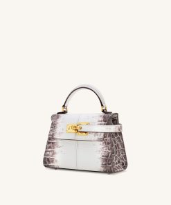 Alternative view of Elise Top Handle Bag - White Croc