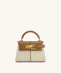 Elise Top Handle Bag - Brown Canvas