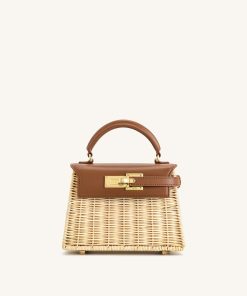 Elise Natural Rattan Weaving  Handbag - Brown Rattan