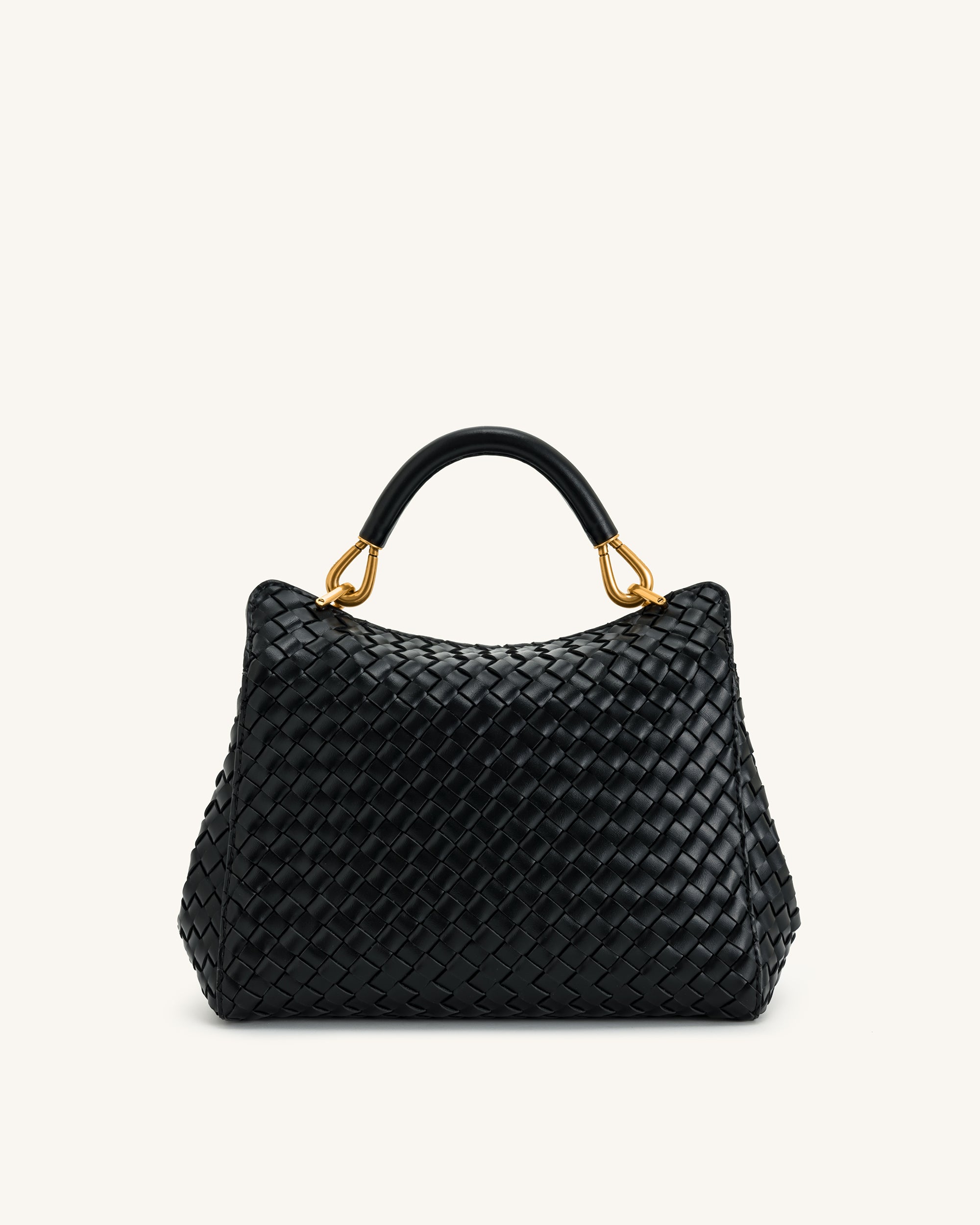 Lucia Classic Top Handle Woven Bag - Black - Image 3
