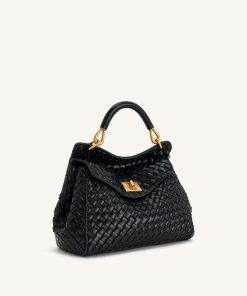 Alternative view of Lucia Classic Top Handle Woven Bag - Black