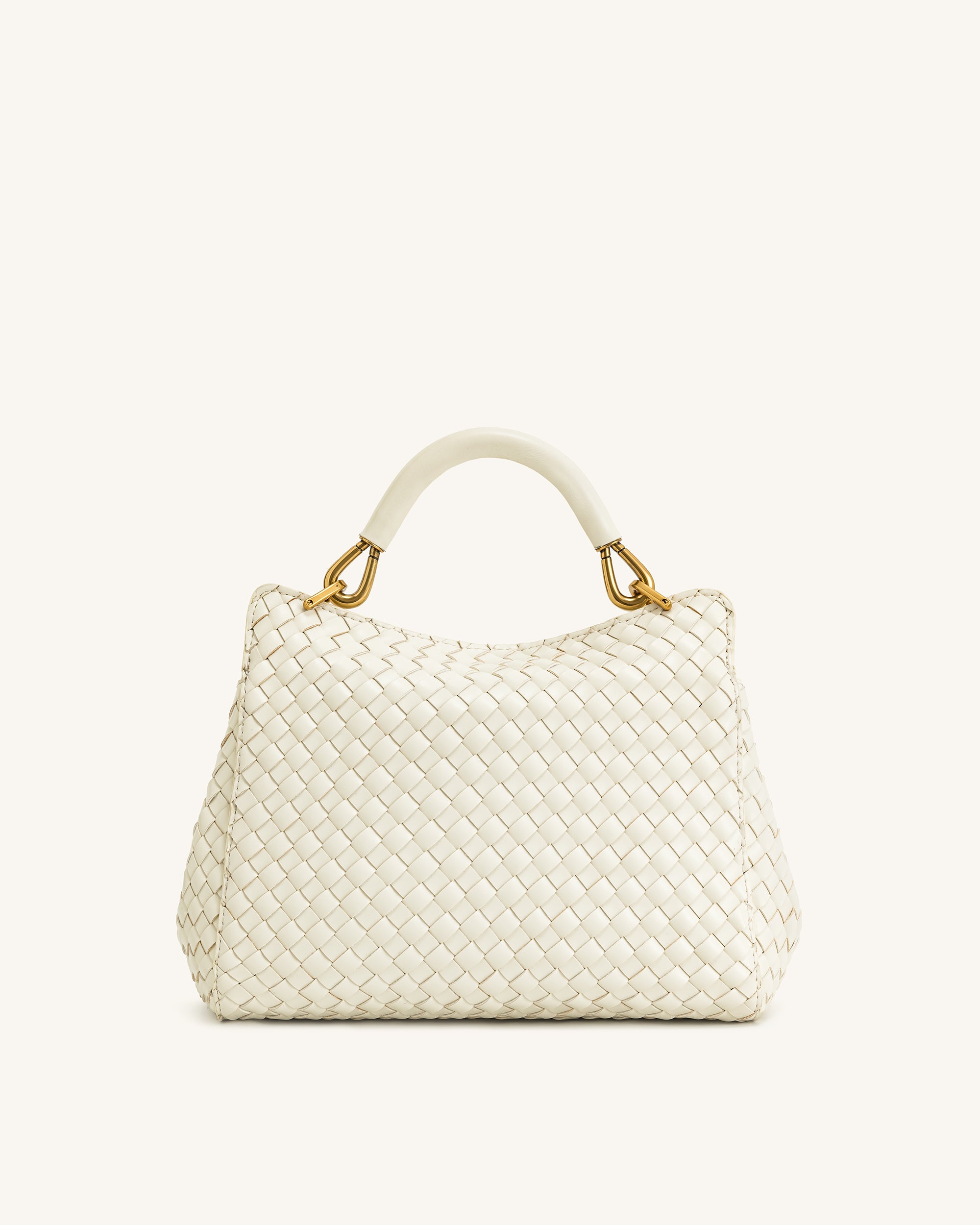 Lucia Classic Top Handle Woven Bag - White - Image 3