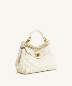 Alternative view of Lucia Classic Top Handle Woven Bag - White