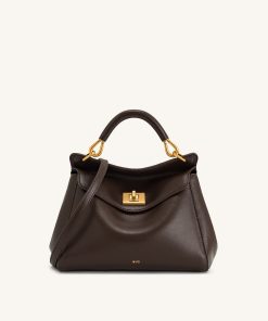 Lucia Classic Top Handbag - Dark Brown