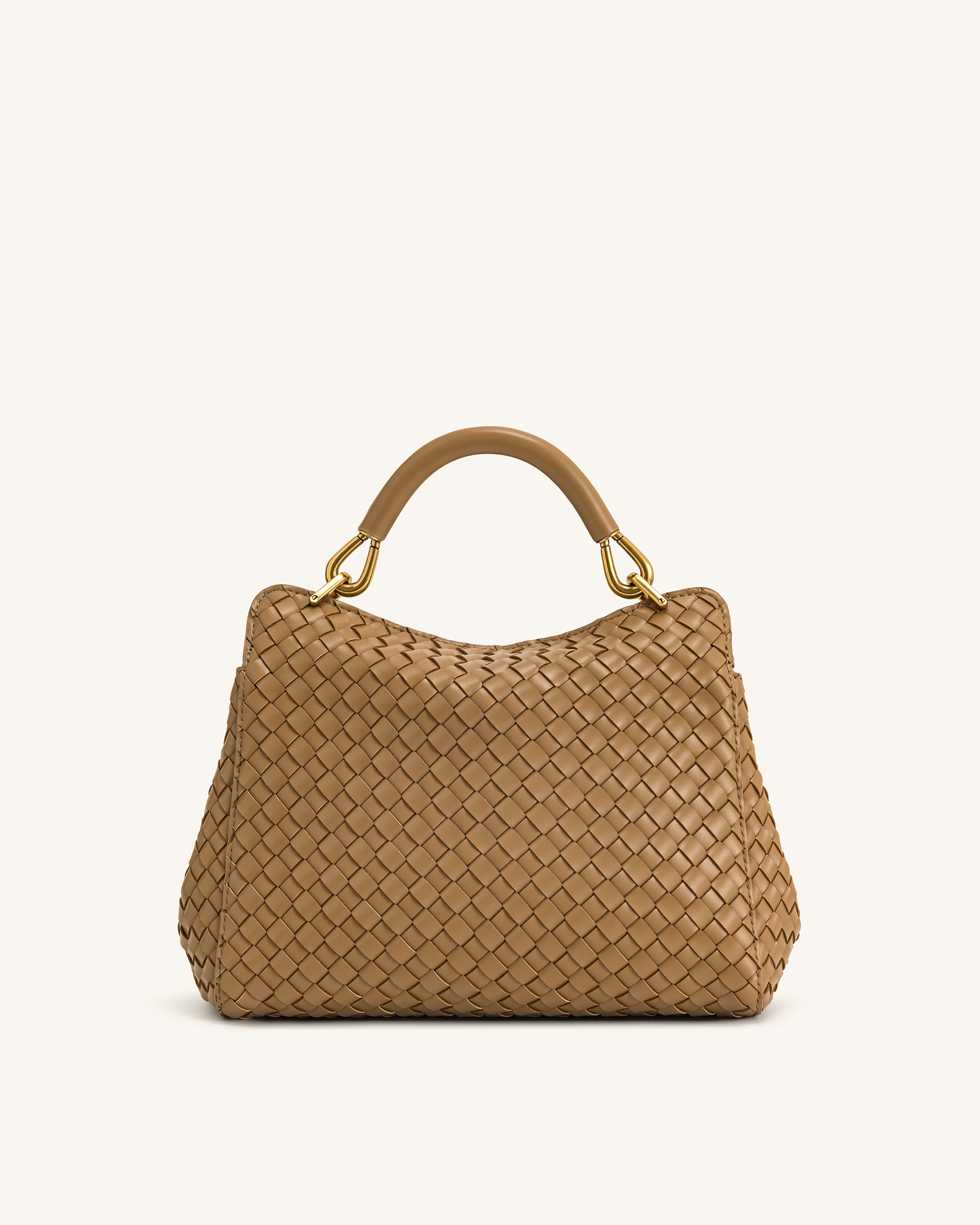 Lucia Classic Top Handle Woven Bag - Brown - Image 3