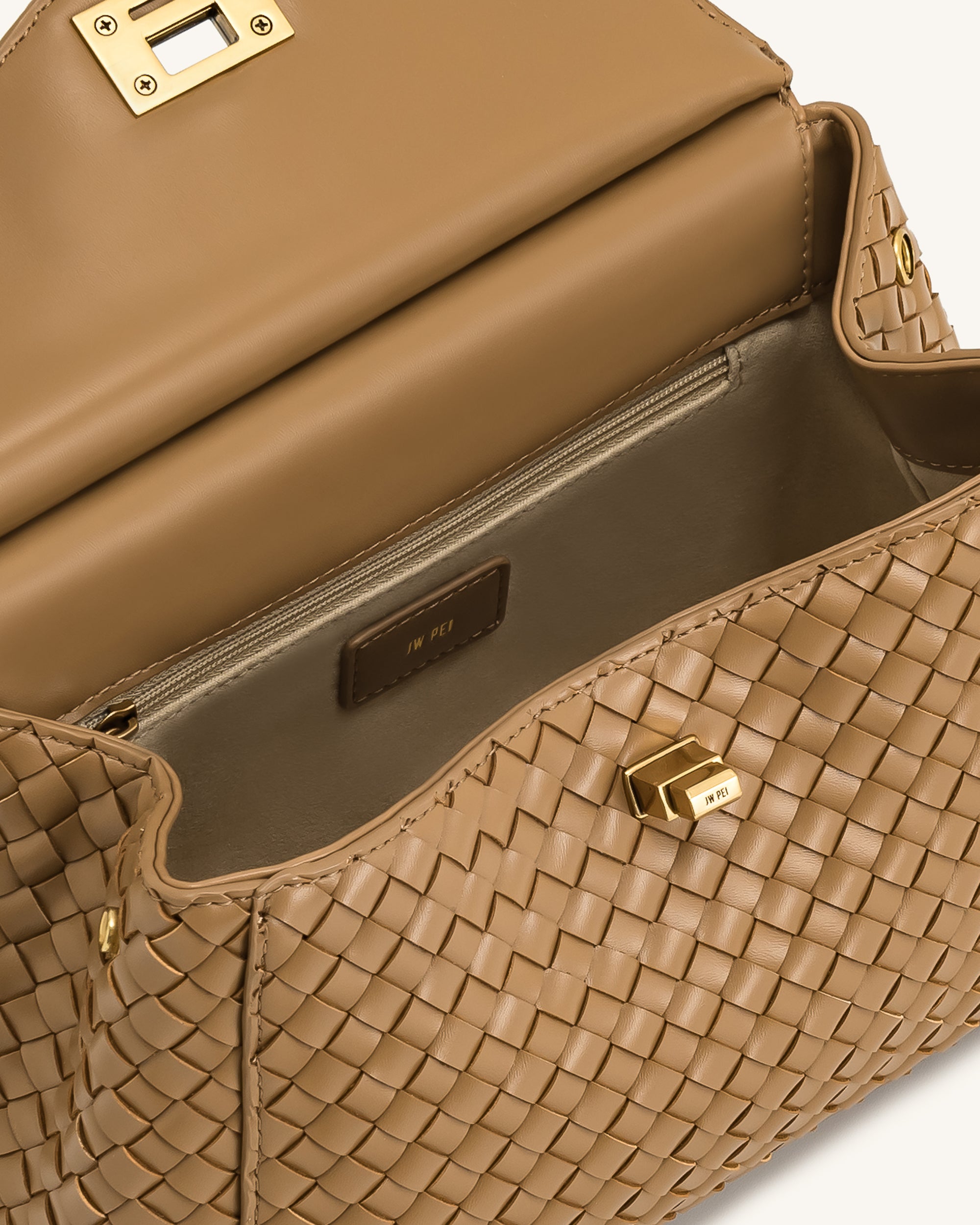 Lucia Classic Top Handle Woven Bag - Brown - Image 4