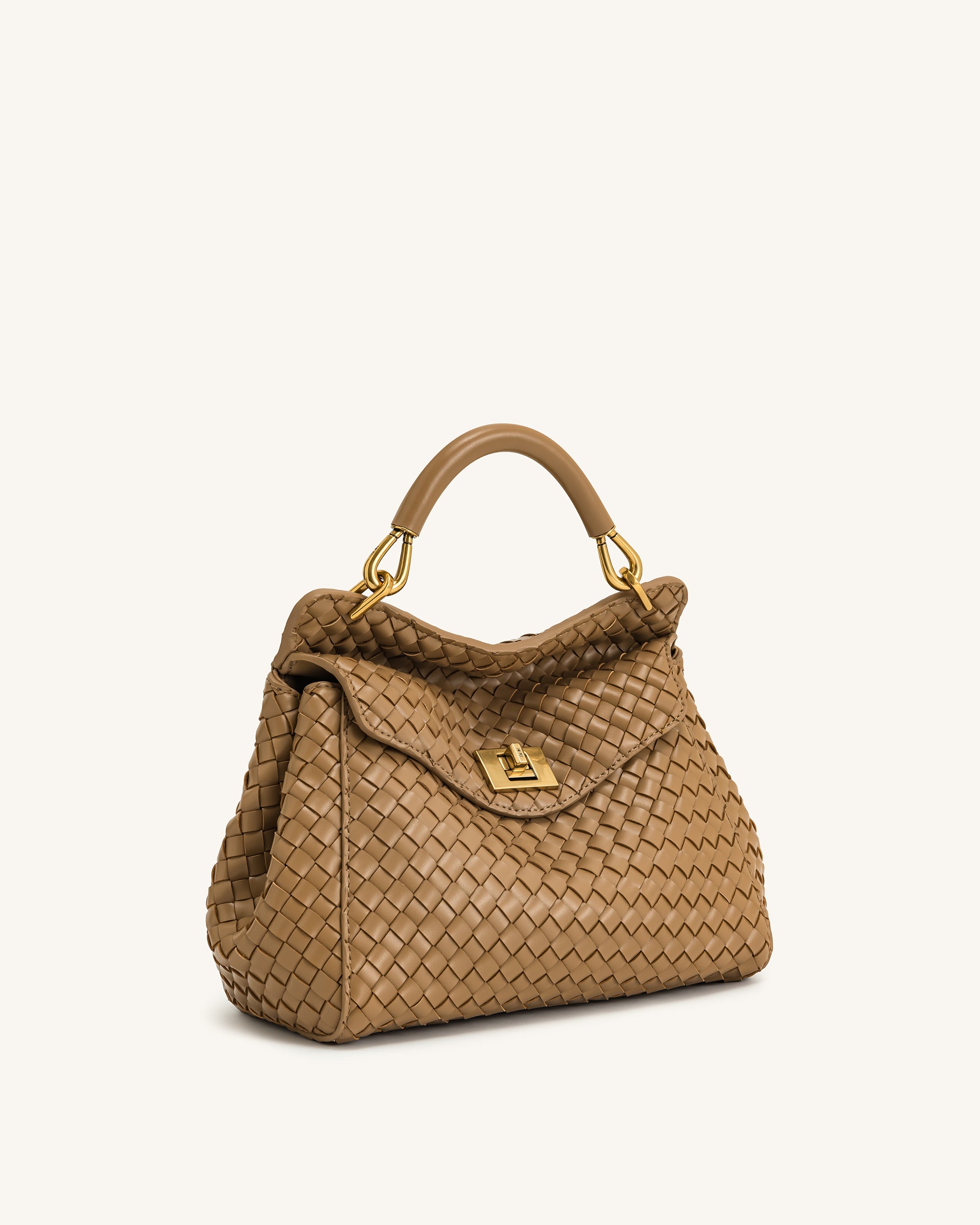 Lucia Classic Top Handle Woven Bag - Brown - Image 2