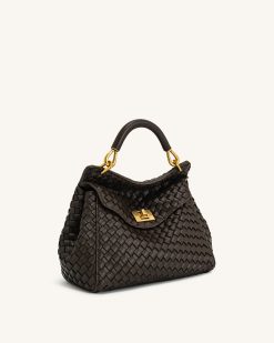 Alternative view of Lucia Classic Top Handle Woven Bag - Dark Brown