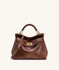 Lucia Classic Top Handle Bag - Coffee Brown