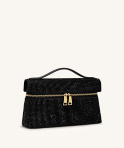 Alternative view of Thea Artificial Crystal Top Handle Bag - Black