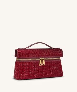 Alternative view of Thea Artificial Crystal Top Handle Bag - Red