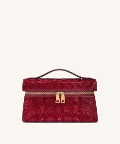 Thea Artificial Crystal Top Handle Bag - Red