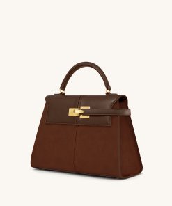 Alternative view of Elise Large Faux Suede Top Handle Bag - Mocha Brown