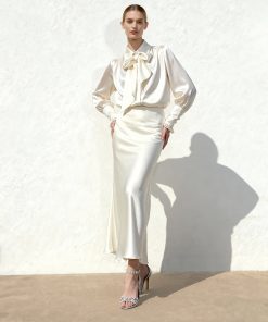 Alternative view of Liquid Satin Mermaid Maxi Skirt - White