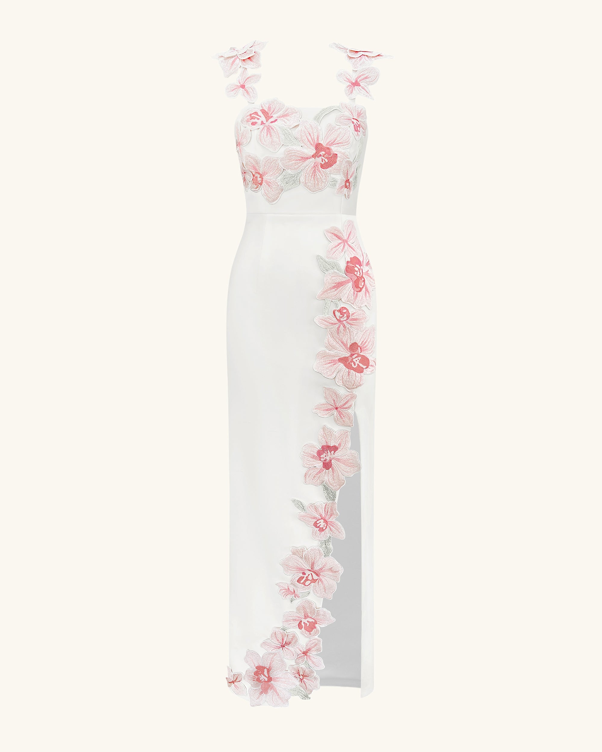 Flower Embroidered Dress - White/Pink - Image 2