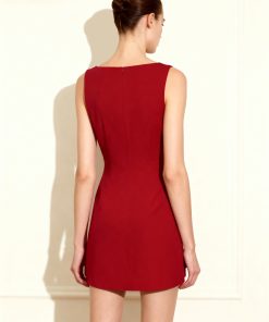 Alternative view of 3D Floral-Appliqué Sheath Mini Dress - Red