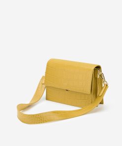 Mini Flap Bag - Mustard Croc