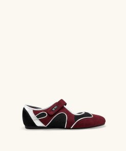 Zoe Mary Janes Flats – Burgundy Black
