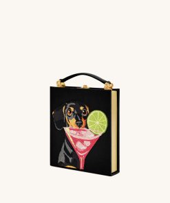 Alternative view of Taya-Puppy Pattern Book Shape Clutch Bag - Black