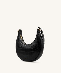 Alternative view of Carly Saddle Bag - Black Croc
