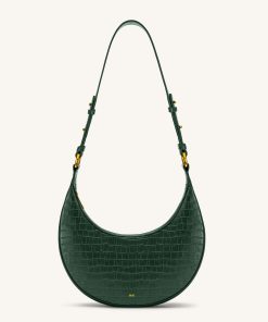 Carly Saddle Bag - Dark Green Croc