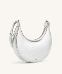 Alternative view of Carly Metallic Saddle Bag - Silver