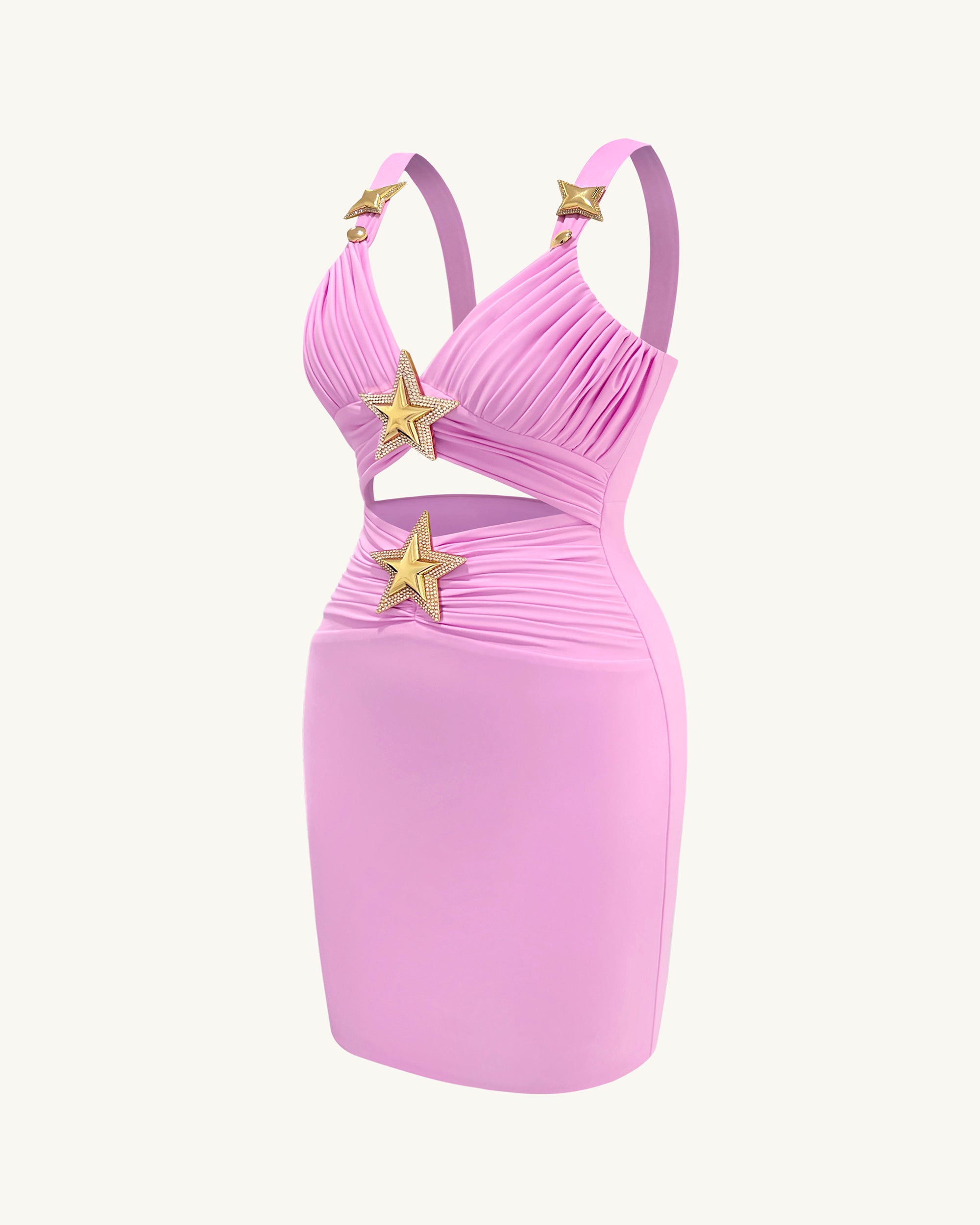 Mini Dress with Star Details - Pink - Image 3