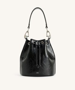 Yulia Crushed Bucket Bag - Black