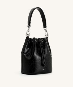 Alternative view of Yulia Crushed Bucket Bag - Black