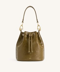 Yulia Crushed Bucket Bag - Dark Olive