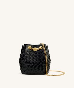 Yara Hand-Woven Bucket Bag - Black