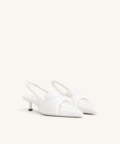 Alternative view of Carla Soft Padded Kitten Heel Pumps - White