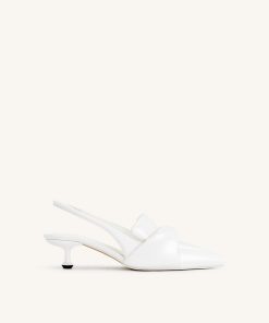Carla Soft Padded Kitten Heel Pumps - White
