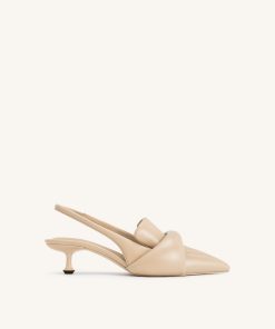 Carla Soft Padded Kitten Heel Pumps - Apricot