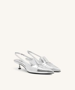 Alternative view of Carla Metallic Kitten Heel Pumps - Silver