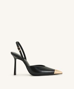 Savannah Gold Tipped Slingback Pumps - Black