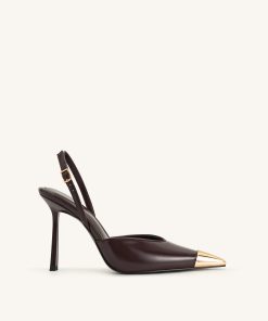 Savannah Gold Tipped Slingback Pumps - Burgundy