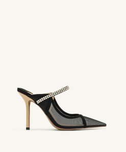 Scarlett Crystal Strap Sandals - Black