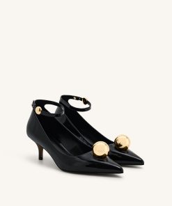 Alternative view of Jewel Buckle Kitten Heels Pumps-Black