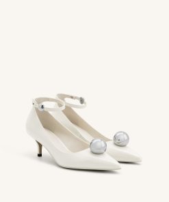 Alternative view of Jewel Buckle Kitten Heels Pumps - White
