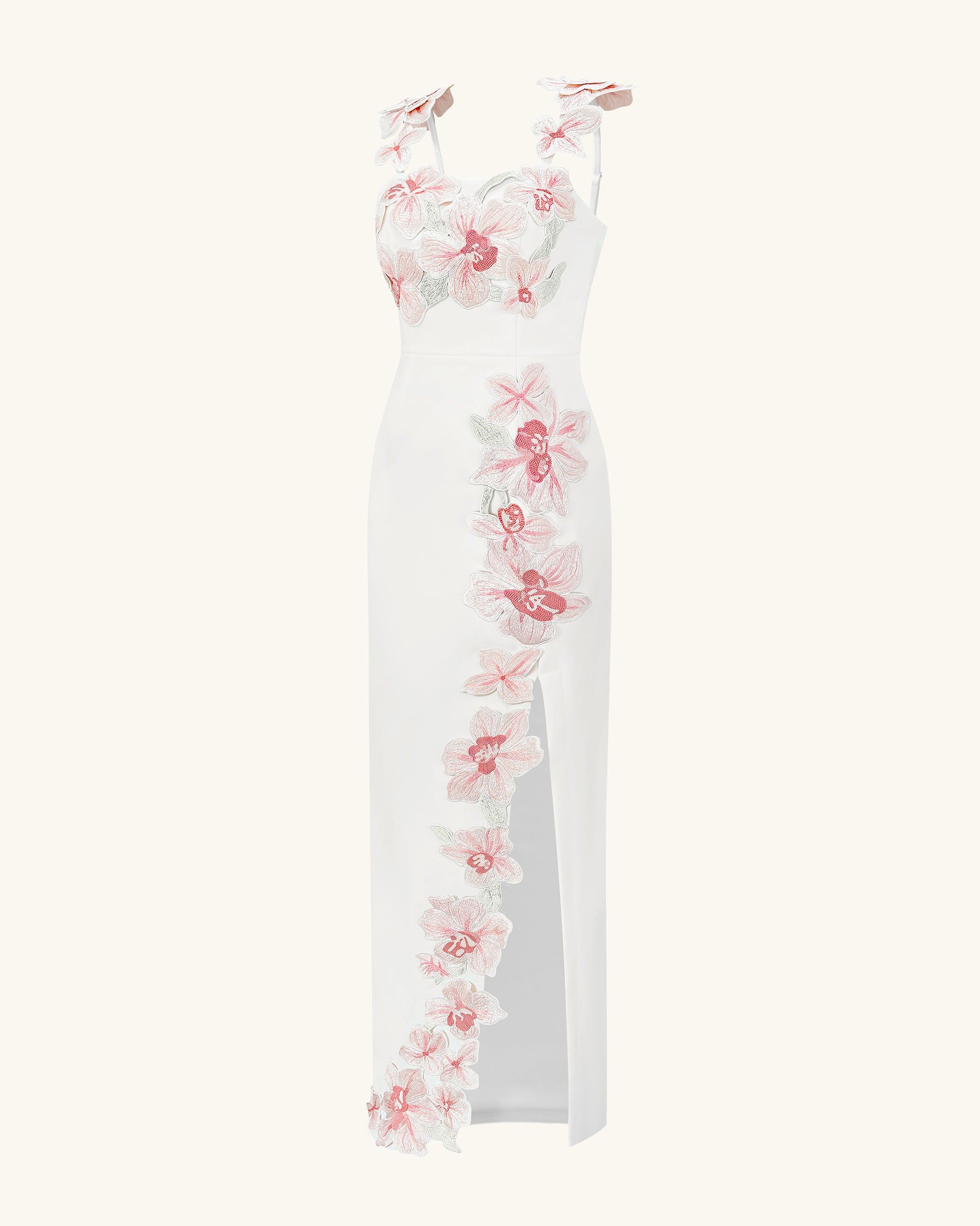 Flower Embroidered Dress - White/Pink - Image 3