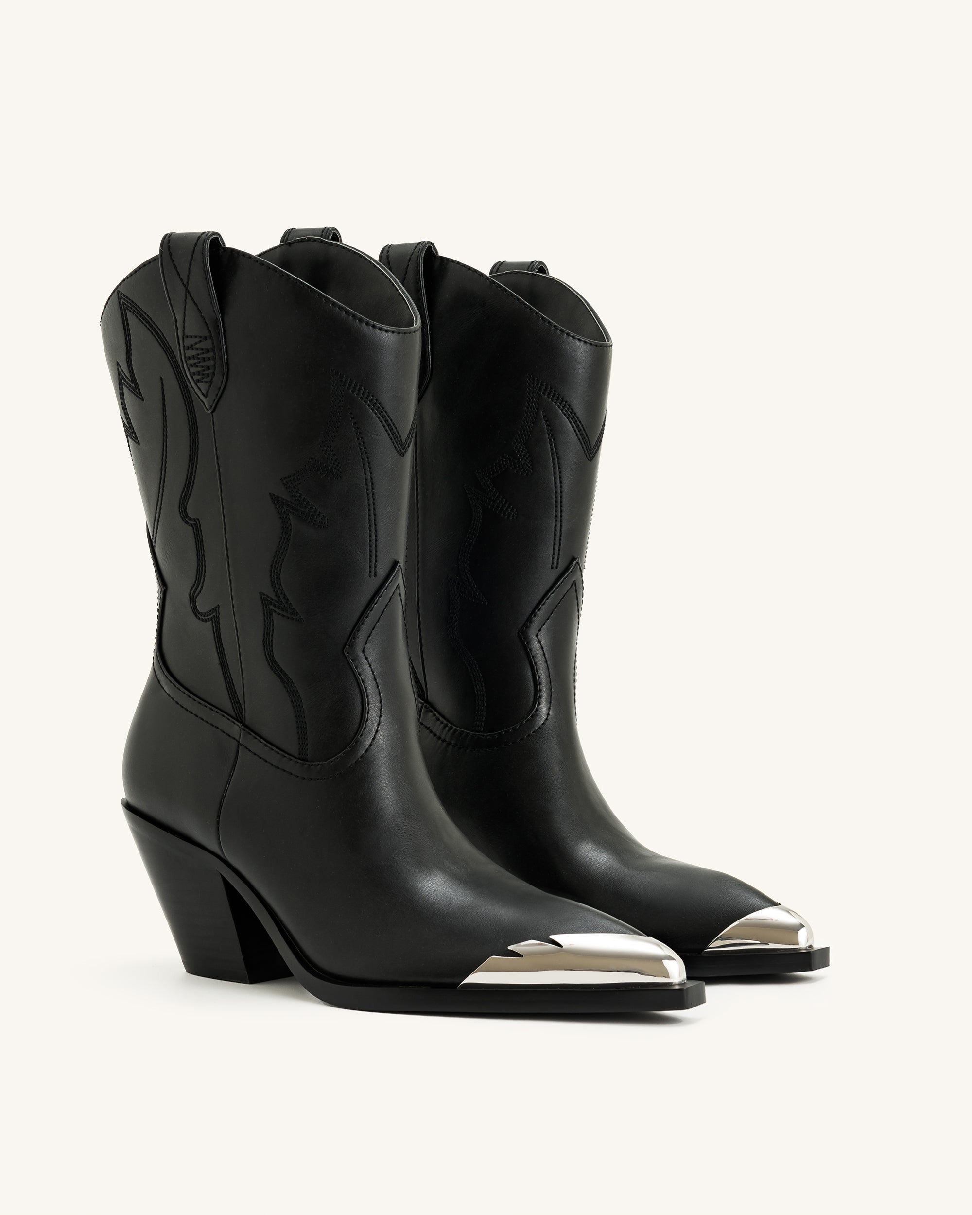 Riya Cowboy Boot - Black - Image 2