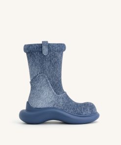 Zoie Denim Embossed Rain Boot - Blue