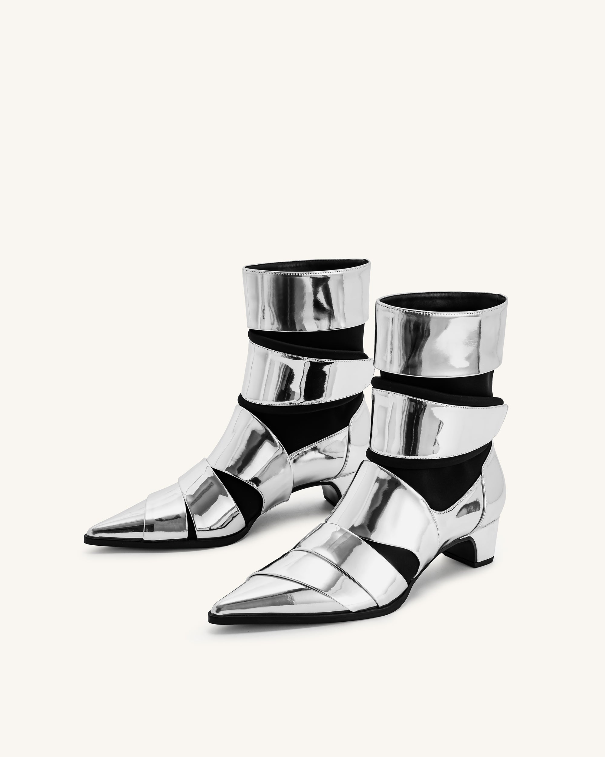 Emily Strap Ankle Boots - Silver - Image 2