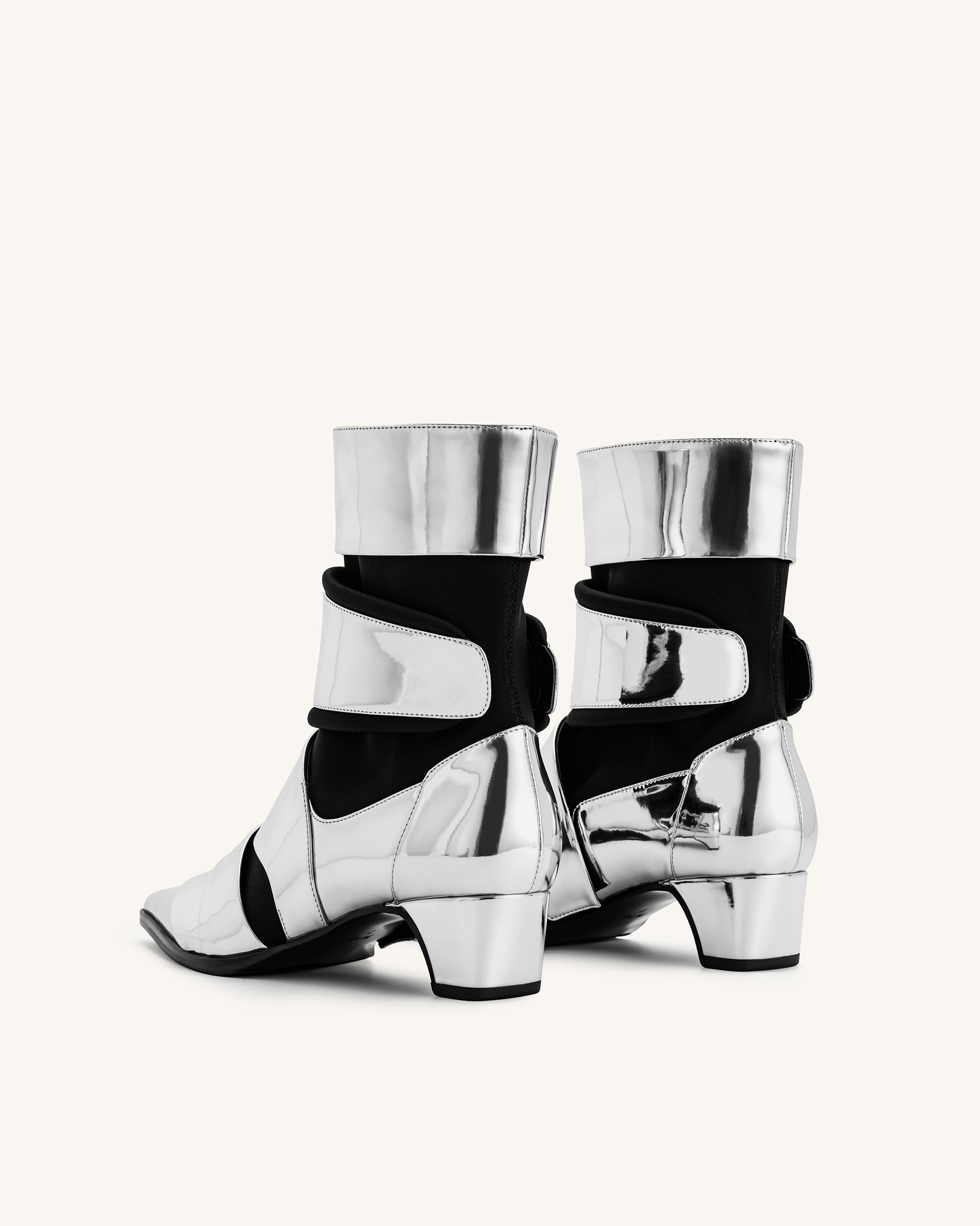 Emily Strap Ankle Boots - Silver - Image 4