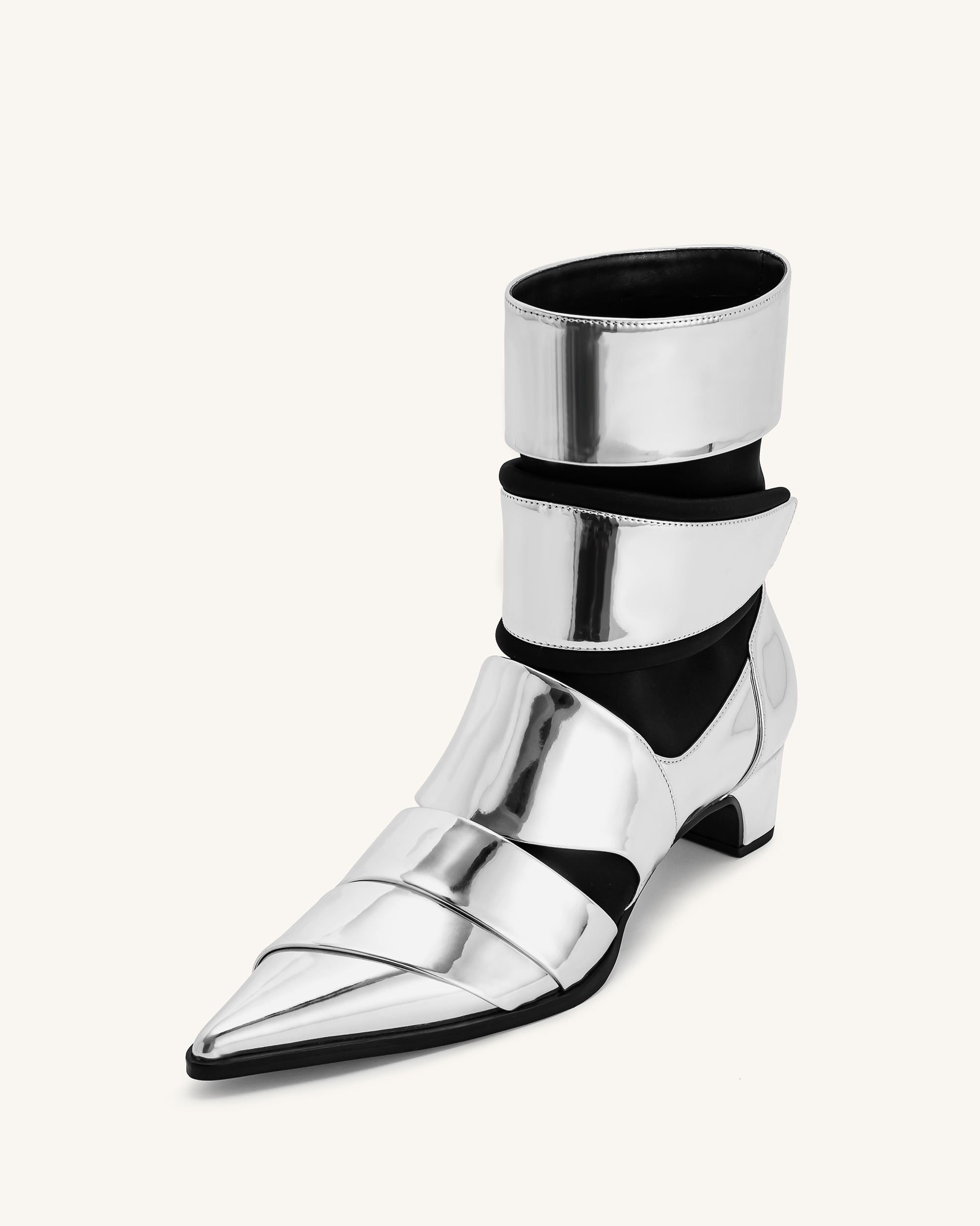 Emily Strap Ankle Boots - Silver - Image 6