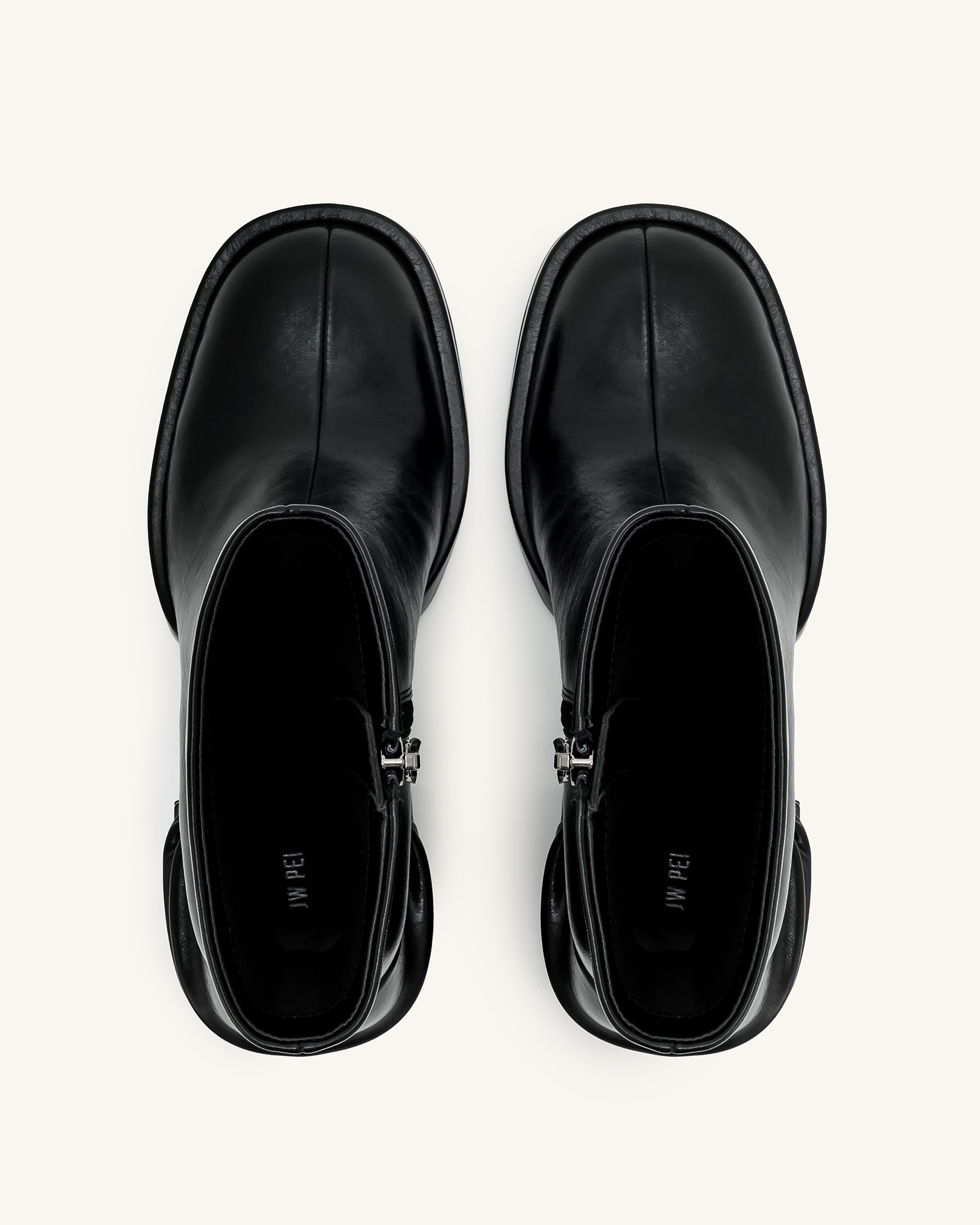 Saylor Round Toe Platform Ankle Boots - Black - Image 3