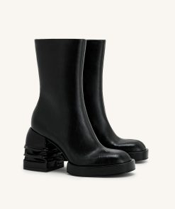 Alternative view of Saylor Round Toe Platform Ankle Boots - Black