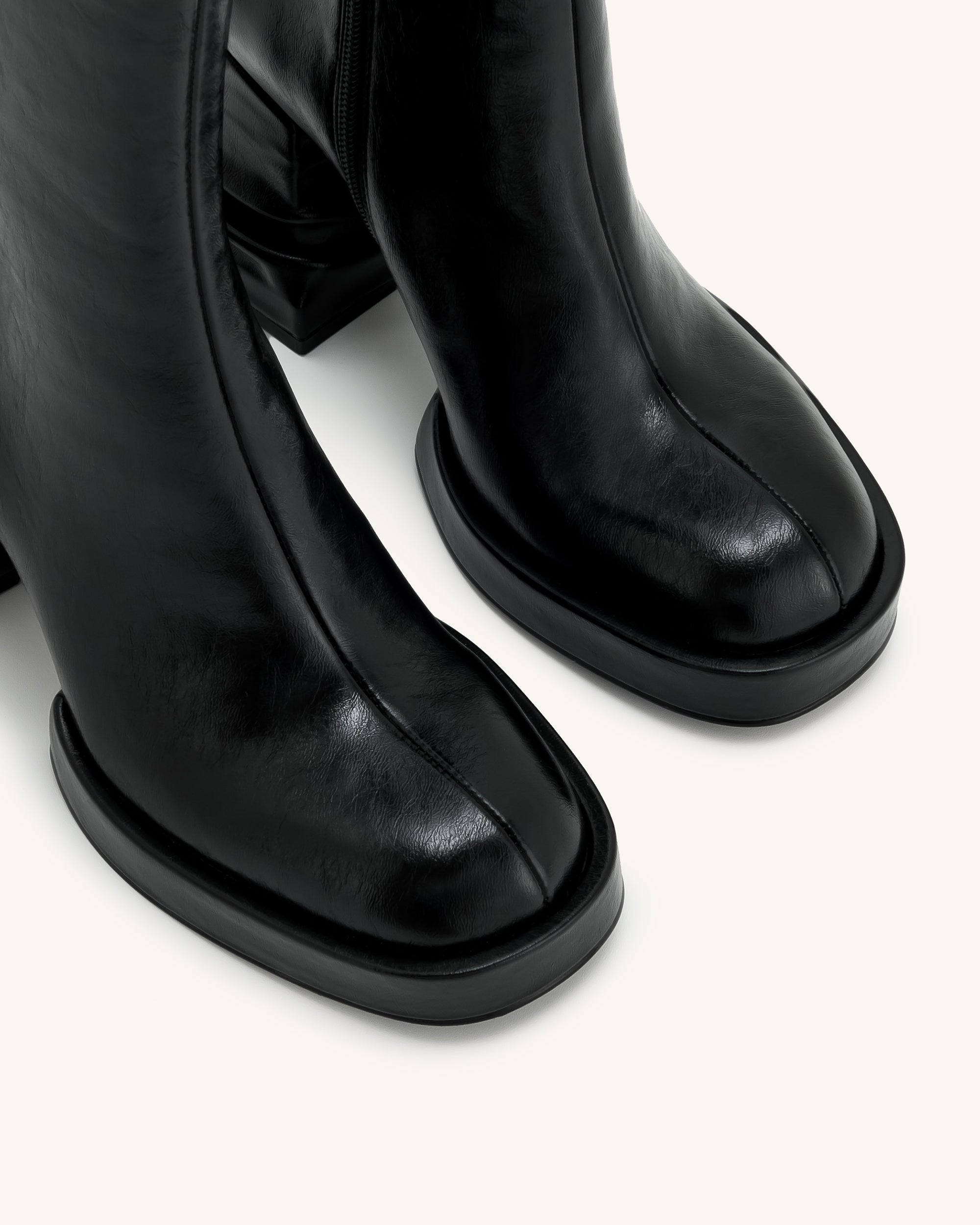 Saylor Round Toe Platform Ankle Boots - Black - Image 5